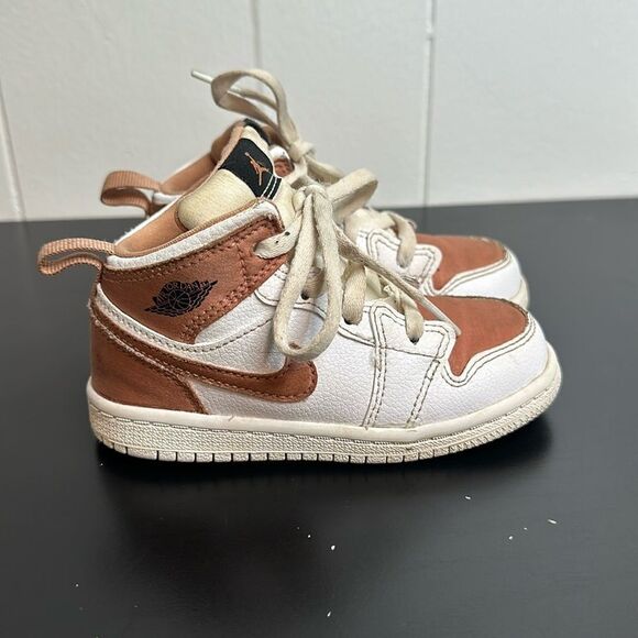 Jordan Other - Air Jordan 1 Mid TD Rose Gold & White Sneakers Shoes Toddler size 8 8C